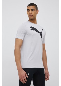 Puma t-shirt treningowy Active Big Logo 586724 kolor szary z nadrukiem ze sklepu ANSWEAR.com w kategorii T-shirty męskie - zdjęcie 140811814