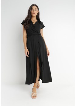 Czarna Sukienka Kopertowa Chloriera ze sklepu Born2be Odzież w kategorii Sukienki - zdjęcie 140815581