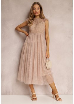 Beżowa Sukienka Canissa ze sklepu Renee odzież w kategorii Sukienki - zdjęcie 140946632