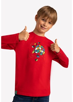 Czerwony longsleeve chłopięcy z nadrukiem L-ACCE JUNIOR ze sklepu Volcano.pl w kategorii T-shirty chłopięce - zdjęcie 140948152