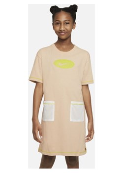 Sukienka z dżerseju dla dużych dzieci (dziewcząt) Nike Sportswear Icon Clash - Brązowy ze sklepu Nike poland w kategorii Sukienki dziewczęce - zdjęcie 141025233