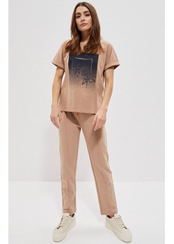 3707 Gładkie spodnie dresowe z wiązaniem, Kolor beżowy, Rozmiar XS, Moodo ze sklepu Primodo w kategorii Spodnie damskie - zdjęcie 141111711
