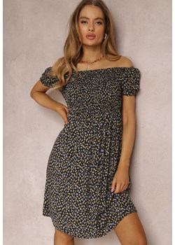 Granatowa Sukienka z Wiskozy Brenta ze sklepu Renee odzież w kategorii Sukienki - zdjęcie 141119030