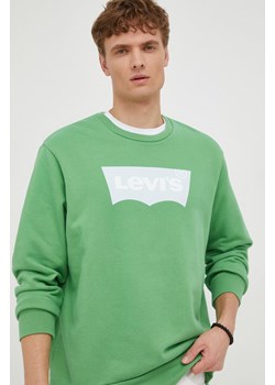 Levi&apos;s bluza bawełniana męska kolor zielony z nadrukiem ze sklepu ANSWEAR.com w kategorii Bluzy męskie - zdjęcie 141152580