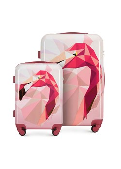 Zestaw walizek z ABS-u z nadrukiem różowy ze sklepu WITTCHEN w kategorii Walizki - zdjęcie 141156003
