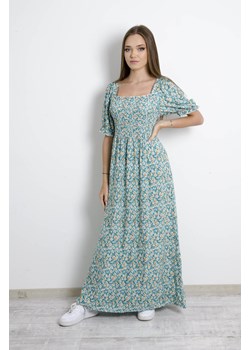 SUKIENKA MAXI W KWIATY - ZIELONA ze sklepu olika.com.pl w kategorii Sukienki - zdjęcie 141160564