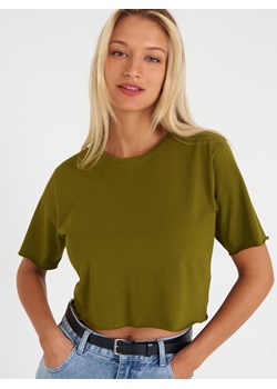GATE Basic krótki bawełniany t-shirt z surowym obszyciem XS ze sklepu gateshop w kategorii Bluzki damskie - zdjęcie 141259913