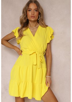 Żółta Sukienka z Paskiem Phaedrialla ze sklepu Renee odzież w kategorii Sukienki - zdjęcie 141286341