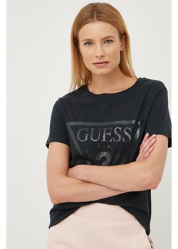 Guess t-shirt bawełniany ADELE kolor czarny V2YI07 K8HM0 ze sklepu ANSWEAR.com w kategorii Bluzki damskie - zdjęcie 141288000