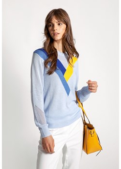 Niebieski dzianinowy sweter z ażurowymi wstawkami ze sklepu Molton w kategorii Swetry damskie - zdjęcie 141300032