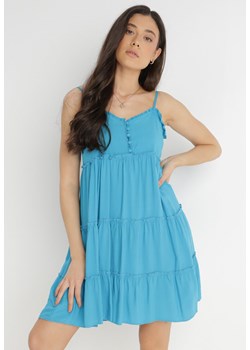 Niebieska Sukienka z Wiskozy Nees ze sklepu Born2be Odzież w kategorii Sukienki - zdjęcie 141347122