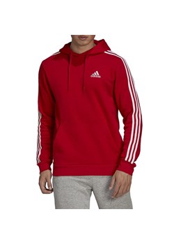 Bluza adidas Essentials Fleece 3-Stripes Hoodie GU2523 - czerwona ze sklepu streetstyle24.pl w kategorii Bluzy męskie - zdjęcie 141347891