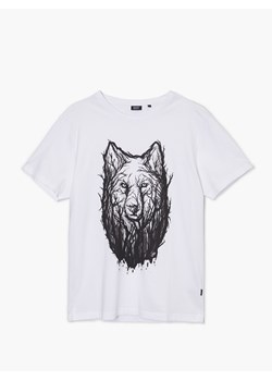 Cropp - Biała koszulka z wilkiem - biały ze sklepu Cropp w kategorii T-shirty męskie - zdjęcie 141362792