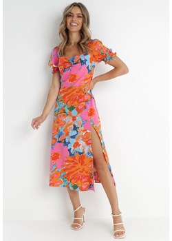 Pomarańczowo-Różowa Sukienka Aquineva ze sklepu Born2be Odzież w kategorii Sukienki - zdjęcie 141372404
