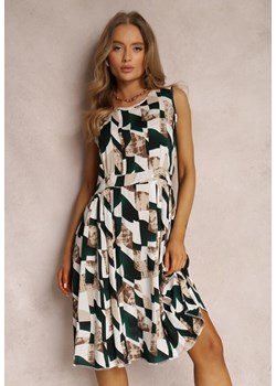 Beżowo-Zielona Sukienka Rospey ze sklepu Renee odzież w kategorii Sukienki - zdjęcie 141375622