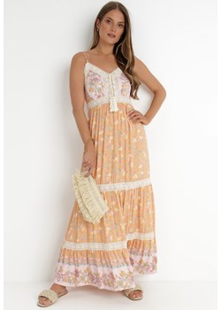 Pomarańczowo-Różowa Sukienka Bakrey ze sklepu Born2be Odzież w kategorii Sukienki - zdjęcie 141375853