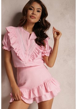 Jasnoróżowe Spódnicospodnie Bawełniane z Lnem Heekey ze sklepu Renee odzież w kategorii Szorty - zdjęcie 141442534