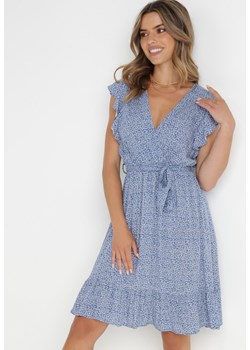 Niebieska Sukienka z Paskiem Rartho ze sklepu Born2be Odzież w kategorii Sukienki - zdjęcie 141442742
