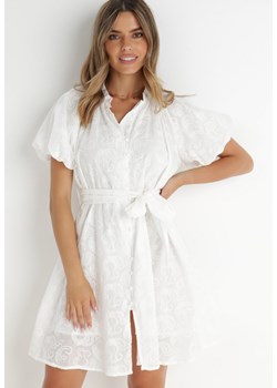 Biała Sukienka z Bawełny Zanpey ze sklepu Born2be Odzież w kategorii Sukienki - zdjęcie 141557741