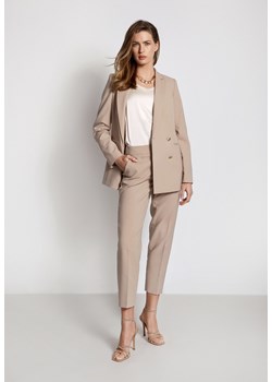 Beżowe garniturowe spodnie z kantem ze sklepu Molton w kategorii Spodnie damskie - zdjęcie 141567994