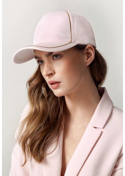 Różowa czapka z daszkiem zdobiona złotym paskiem ze sklepu Molton w kategorii Czapki z daszkiem damskie - zdjęcie 141568384