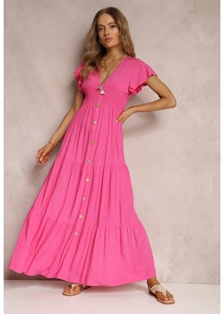Różowa Sukienka z Wiskozy Lobsy ze sklepu Renee odzież w kategorii Sukienki - zdjęcie 141580960