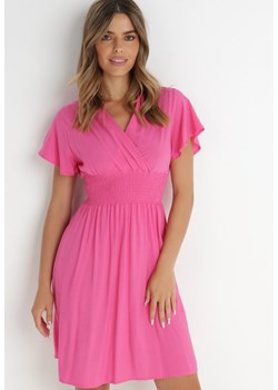 Różowa Sukienka z Wiskozy Saede ze sklepu Born2be Odzież w kategorii Sukienki - zdjęcie 141589151