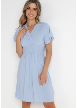Jasnoniebieska Sukienka z Wiskozy Saede ze sklepu Born2be Odzież w kategorii Sukienki - zdjęcie 141589163