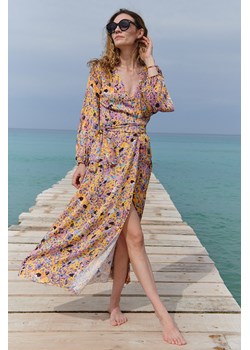 Sukienka midi taliowana Tropicana Twirl S ze sklepu NAOKO w kategorii Sukienki - zdjęcie 141621150
