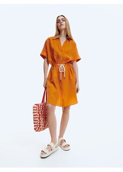 Reserved - Koszulowa sukienka z Tencelu™Lyocellu - Pomarańczowy