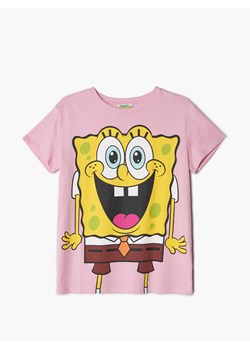 Cropp - Koszulka z nadrukiem SpongeBob - różowy ze sklepu Cropp w kategorii Bluzki damskie - zdjęcie 141713772