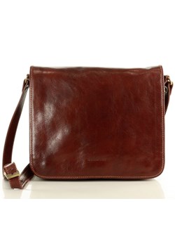 Torba męska na ramię teczka na laptop skóra vegetale leather - MARCO MAZZINI brąz ze sklepu Verostilo w kategorii Torby męskie - zdjęcie 141768284