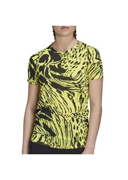 Koszulka adidas Fast Allover Print Running HC6346 - czarno-żółta ze sklepu streetstyle24.pl w kategorii Bluzki damskie - zdjęcie 141836430