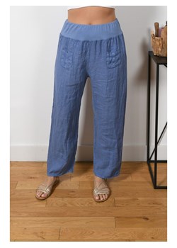 Lniane spodnie "Sally" w kolorze niebieskim ze sklepu Limango Polska w kategorii Spodnie damskie - zdjęcie 141854181