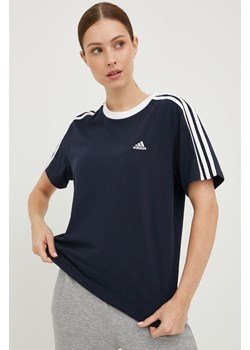 adidas t-shirt bawełniany kolor granatowy HC0105 ze sklepu ANSWEAR.com w kategorii Bluzki damskie - zdjęcie 141903091