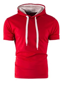 Koszulka męska z kapturem 192570 - czerwona ze sklepu Risardi w kategorii T-shirty męskie - zdjęcie 141969140