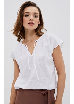 Bawełniana biała bluzka damska koszulowa 3761, Kolor biały, Rozmiar S, Moodo ze sklepu Primodo w kategorii Bluzki damskie - zdjęcie 141980644