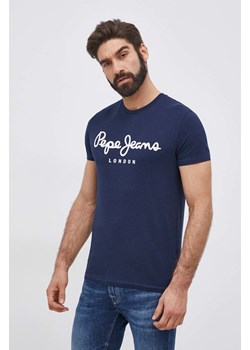 Pepe Jeans T-shirt Original Stretch męski kolor granatowy z nadrukiem ze sklepu ANSWEAR.com w kategorii T-shirty męskie - zdjęcie 141983043