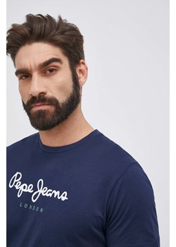 Pepe Jeans T-shirt bawełniany Eggo kolor granatowy z nadrukiem ze sklepu ANSWEAR.com w kategorii T-shirty męskie - zdjęcie 141983063