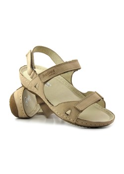 Sportowe sandały damskie na trzy rzepy - HELIOS Komfort 205, jasnobeżowe ze sklepu ulubioneobuwie w kategorii Sandały damskie - zdjęcie 142001754