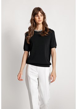 Czarna bluzka z ozdobnym dekoltem ze sklepu Molton w kategorii Bluzki damskie - zdjęcie 142043943