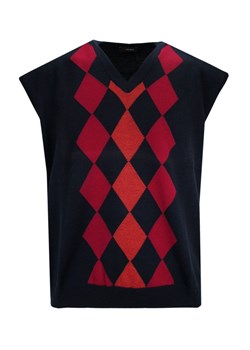 Kamizelka Granatowo-Czerwona, Bezrękawnik, Dekolt w Serek (V-neck), Męska -MAX SHELDON SWKNGS65605granat ze sklepu JegoSzafa.pl w kategorii Kamizelki męskie - zdjęcie 142060341