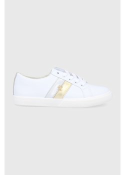 Lauren Ralph Lauren Buty skórzane Janson II kolor biały na płaskiej podeszwie 802846087001 ze sklepu ANSWEAR.com w kategorii Trampki damskie - zdjęcie 142084672