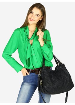 Torebka pleciona damska shopper z naturalnej skóry timeless leather bag - MARCO MAZZINI czarna ze sklepu Verostilo w kategorii Torby Shopper bag - zdjęcie 142089440