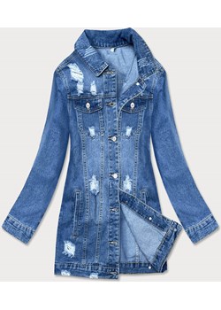 Długa damska kurtka jeansowa oversize niebieska (x-761) ze sklepu goodlookin.pl w kategorii Kurtki damskie - zdjęcie 142160112