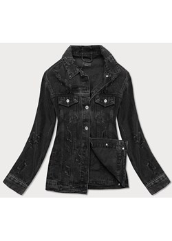 Damska kurtka jeansowa z przetarciami czarna (34761a) ze sklepu goodlookin.pl w kategorii Kurtki damskie - zdjęcie 142160133