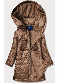 Oversizowa pikowana kurtka damska z kapturem brązowa (ag5-010) ze sklepu goodlookin.pl w kategorii Kurtki damskie - zdjęcie 142160141