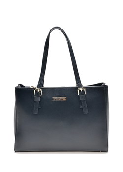 Skórzana torebka w kolorze czarnym  - (S)31 x (W)22 x (G)10 cm ze sklepu Limango Polska w kategorii Torby Shopper bag - zdjęcie 142341282