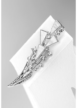 Szara broszka w trójkąty ze szklaną perłą ze sklepu Molton w kategorii Broszki - zdjęcie 142344301