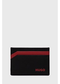 HUGO etui na karty skórzane 50470746 męski kolor czarny ze sklepu ANSWEAR.com w kategorii Portfele męskie - zdjęcie 142369060